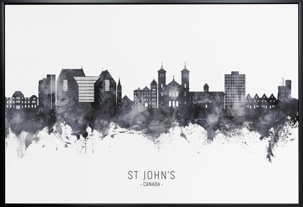 Wall art St John's Canada Skyline-36X24inches-In White Floating Frame