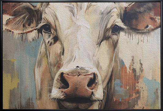 Cow No 1 Wall Artwork In Black Floating Frame