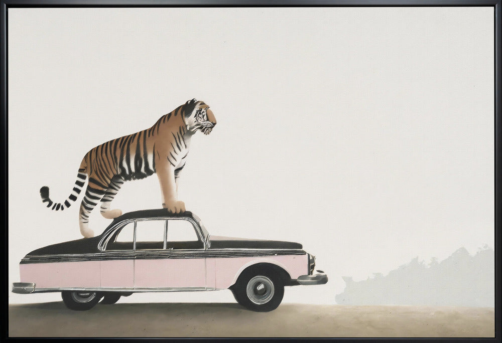Wall art Tiger om a car roof