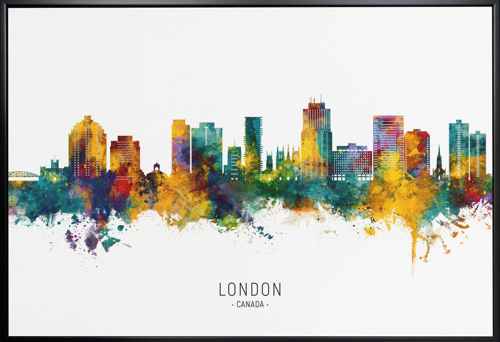 Wall art London Canada Skyline-36X24inches-In White Floating Frame