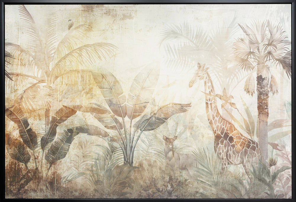 Jungle Leaves Art Illustration Wallart 06 Wall Artwork Gallery Wrapped (Ready to Hang)