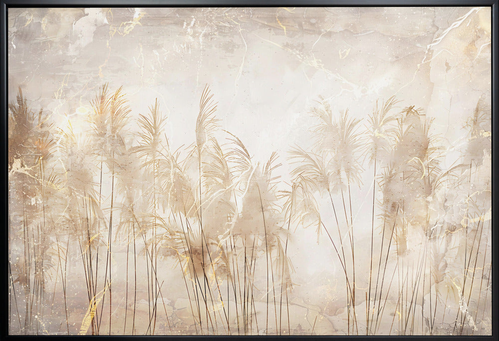 Artwork Jungle Leaves Art Illustration Wallart 4136X24inches- White Frame