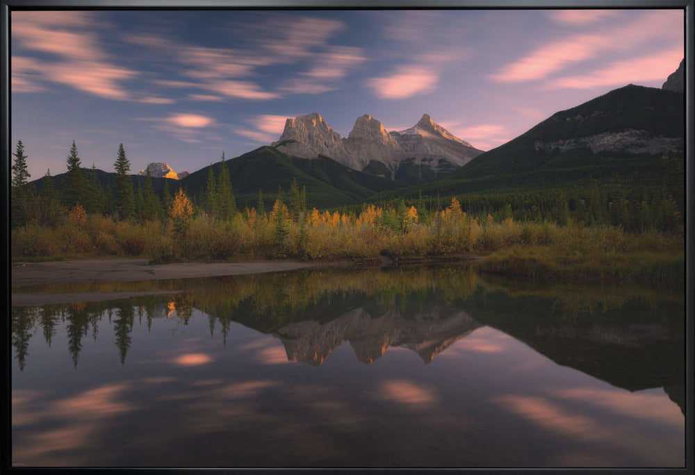 Wall art Three Sisters and A Little Brother-36X24inches-In White Floating Frame
