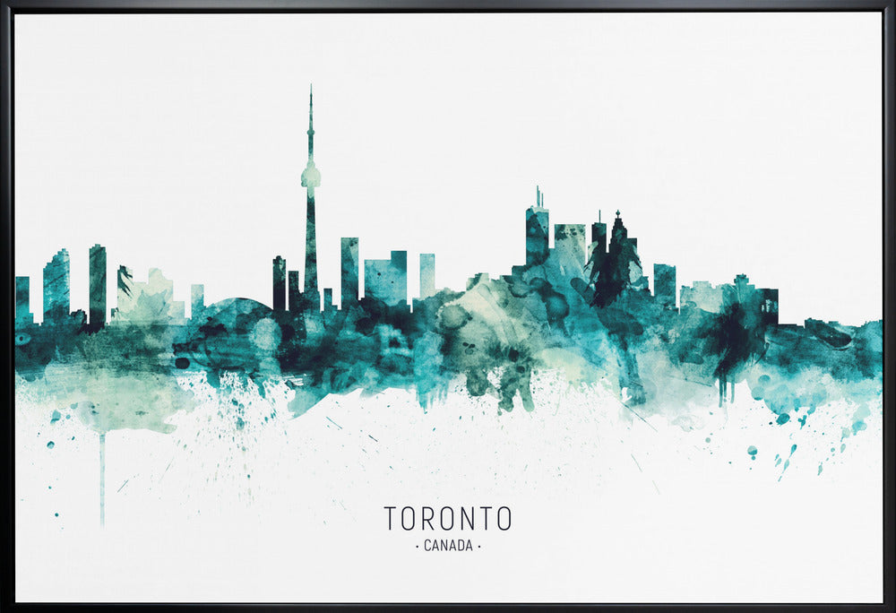 Wall art Toronto Canada Skyline-36X24inches-In White Floating Frame