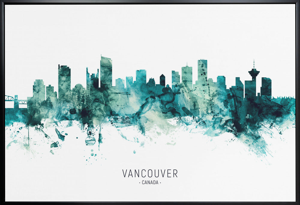 Wall art Vancouver Canada Skyline-36X24inches-In White Floating Frame