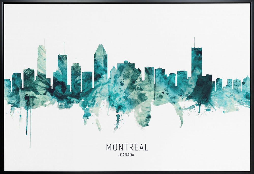 Wall art Montreal Canada Skyline-36X24inches-In White Floating Frame
