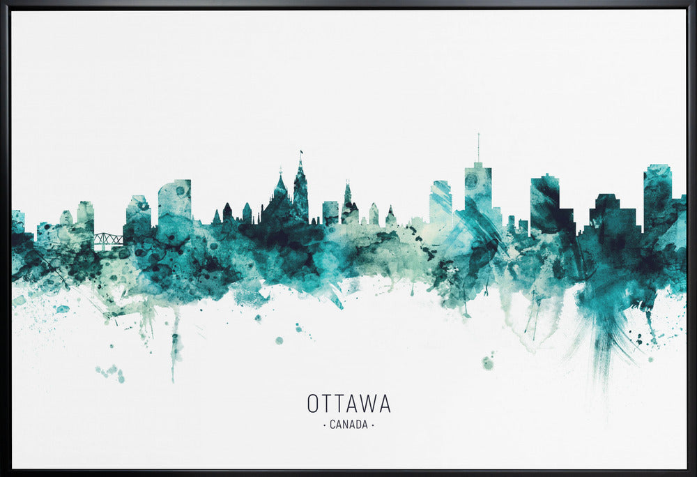 Wall art Ottawa Canada Skyline-36X24inches-In White Floating Frame