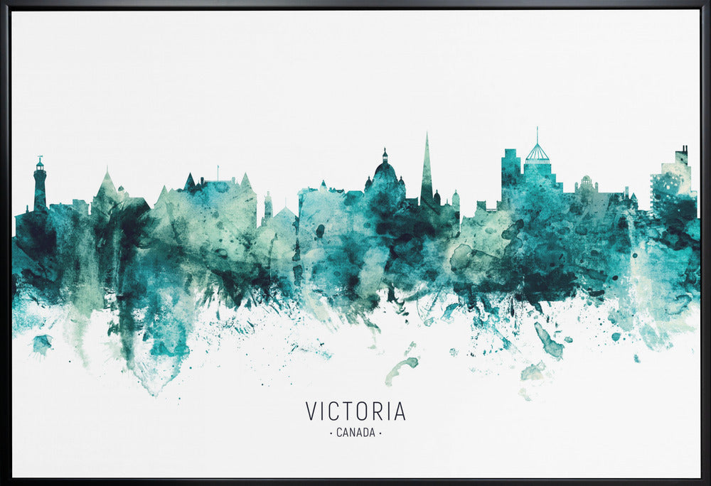 Wall art Victoria Canada Skyline-36X24inches-In White Floating Frame