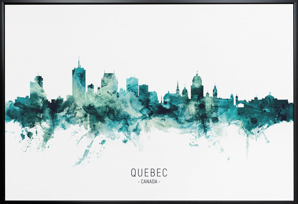 Wall art Quebec Canada Skyline-36X24inches-In White Floating Frame
