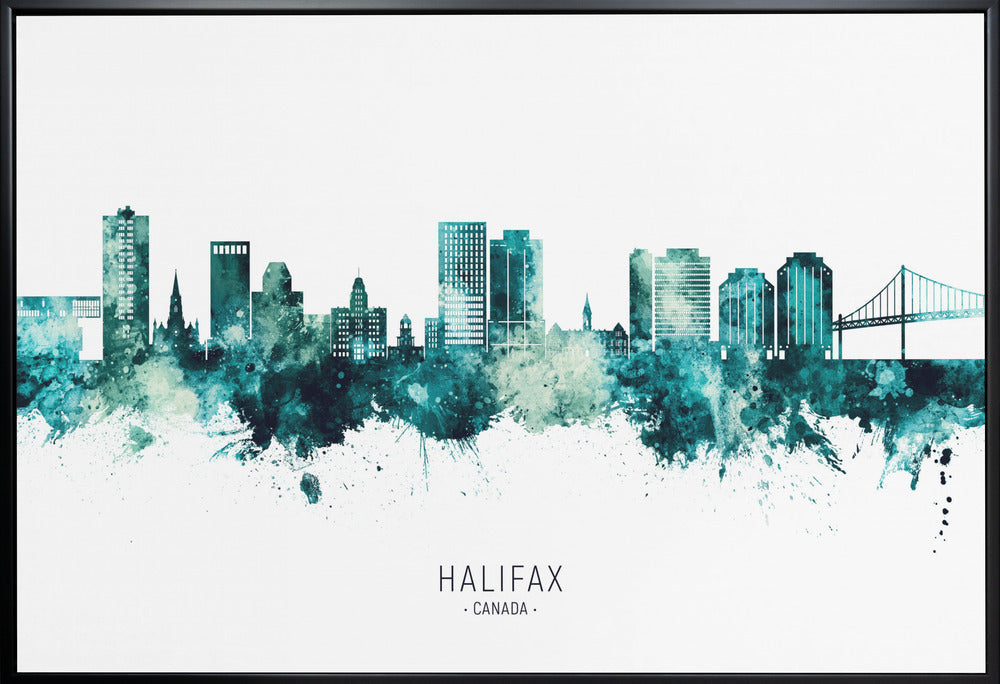 Wall art Halifax Canada Skyline-36X24inches-In White Floating Frame