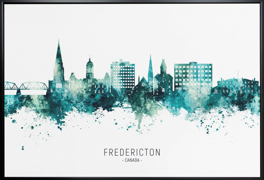 Wall art Fredericton Canada Skyline-36X24inches-In White Floating Frame