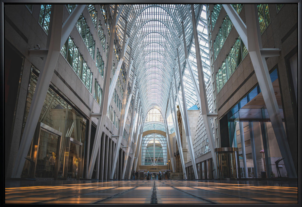 Wall art Brookfield Place, a poetic hymn of light & symmetry-36X24inches-In White Floating Frame