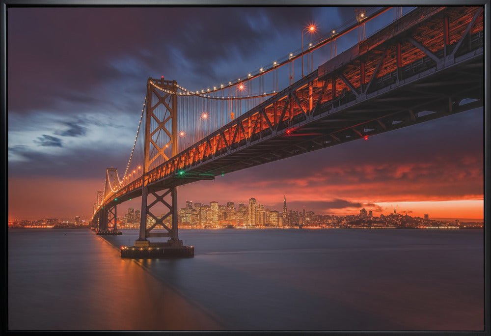 Artwork Fire over San Francisco36X24inches- White Frame