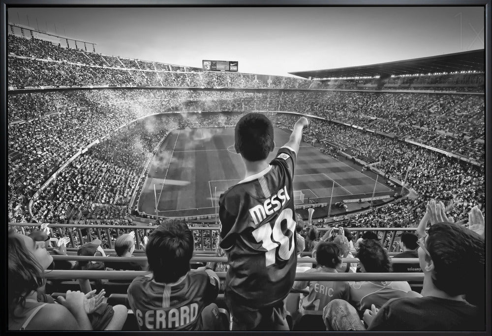 Artwork Cathedral of Football36X24inches- White Frame