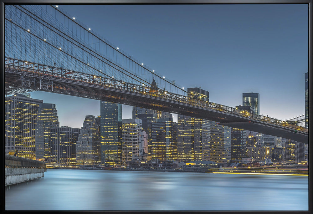Artwork New York - Blue Hour over Manhattan36X24inches- White Frame