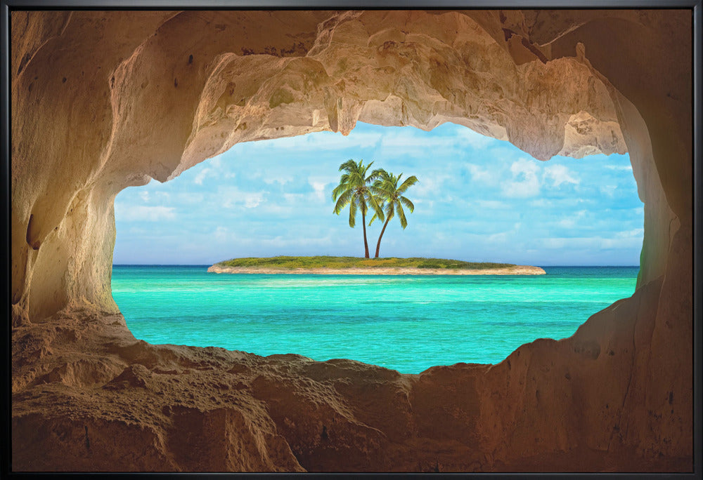 Paradise Wall Artwork In White Floating Frame