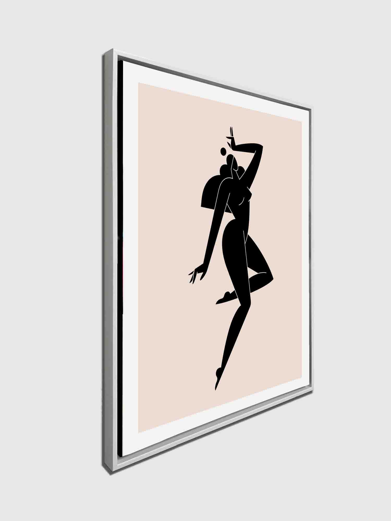 sample female silhouette artwork in white floating frame