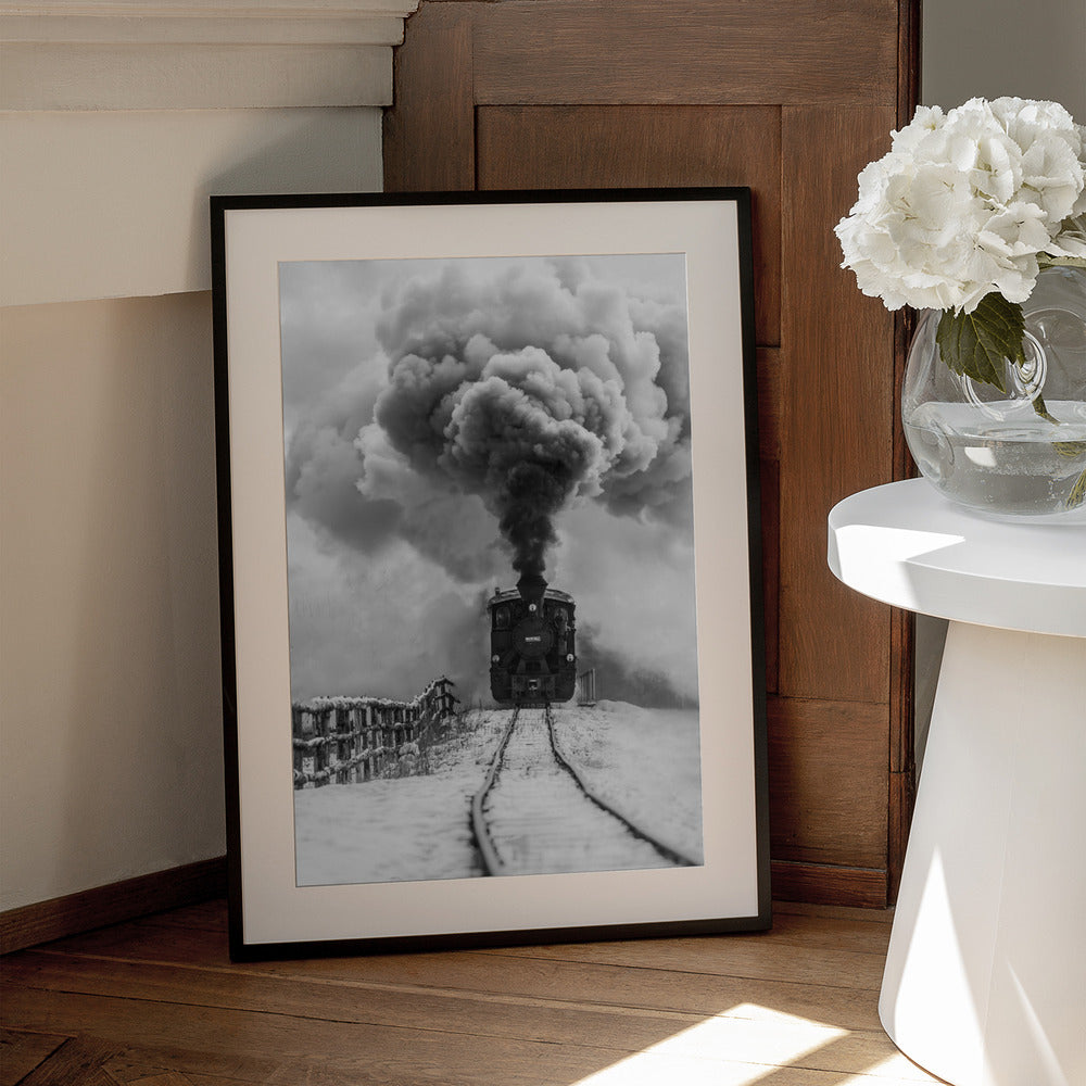Artwork- Old train-16X20inches-In White Floating Frame