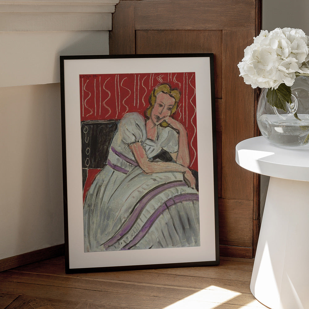 Artwork  Jeune Femme Assise En Robe Grise 24X36-inches