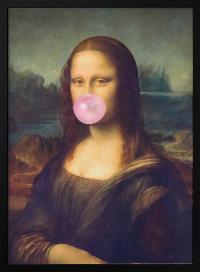 Mona Lisa Bubble Gum Wall Artwork In White Floating Frame
