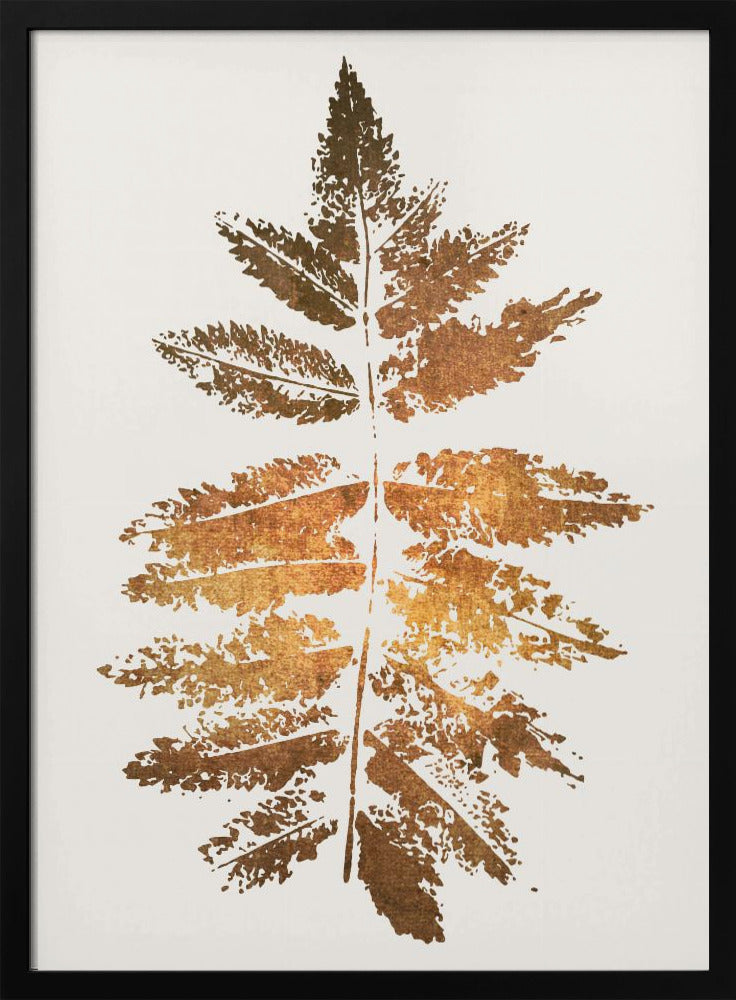 Artwork- Oak Leaf Print (gold)-16X20inches-In White Floating Frame