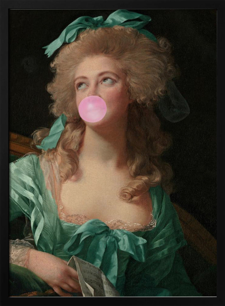 Artwork Madame Bubble-Gum24X36inches- White Frame