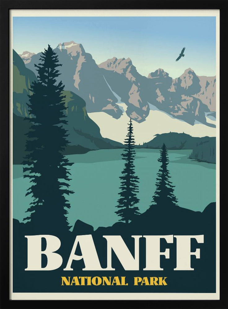 Wall art Banff National Park Travel Print-24X36inches-In White Floating Frame