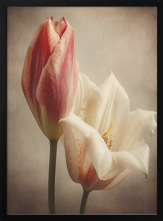 Vintage Flowers 3 Wall Artwork In Black Floating Frame