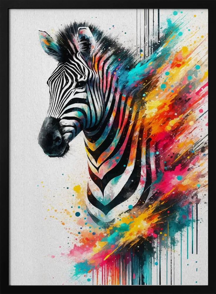 Artwork Colorful Zebra24X36inches- White Frame