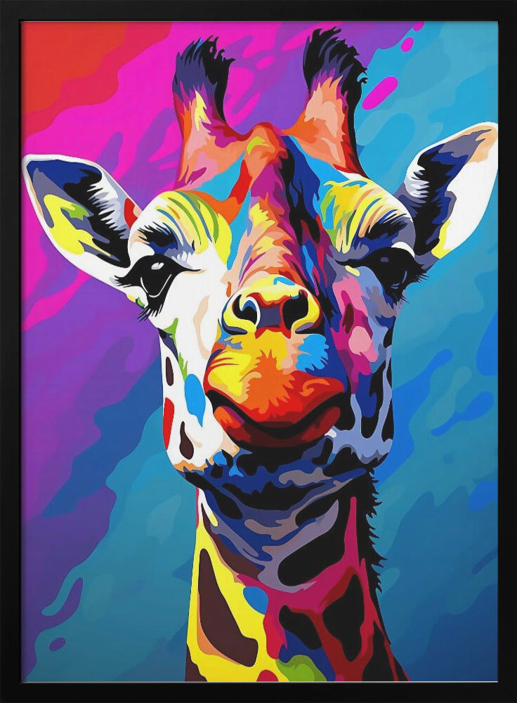 Giraffe Pop Art Wall Artwork In White Floating Fame