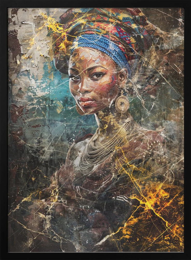 African Art Illustration Wallart 067 Wall Artwork In White Floating Fame