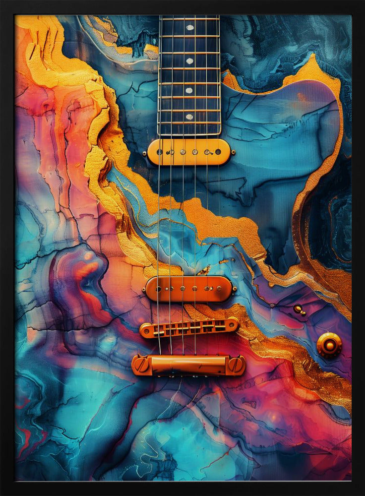 Music Guitar 4 Wall Artwork In White Floating Frame