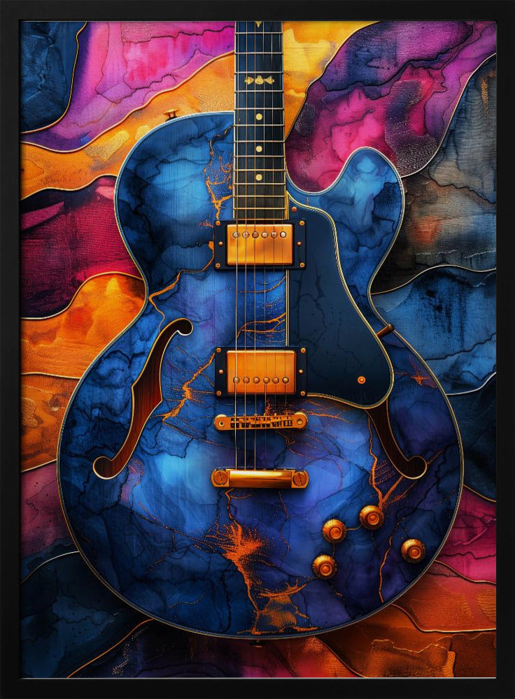 Music Guitar 5 Wall Artwork In Black Floating Frame