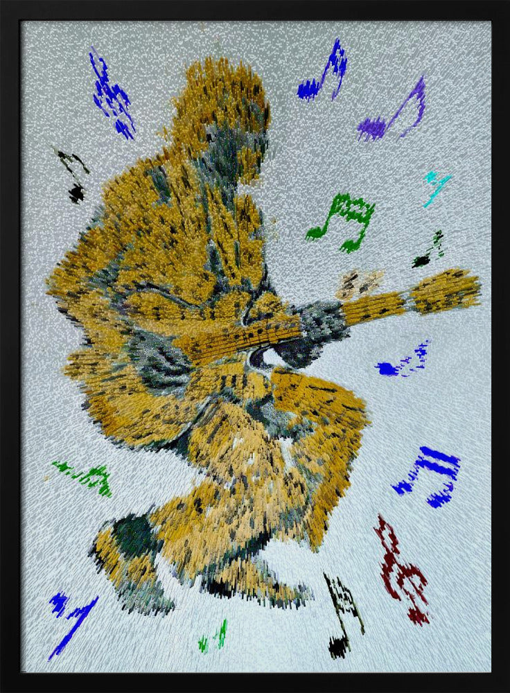 Guitarist Music Notes Wall Artwork In Black Floating Frame