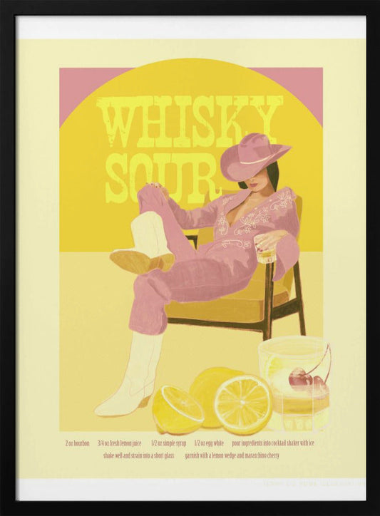 Jlr Whiskysour Pink Copy Wall Artwork In Black Floating Frame