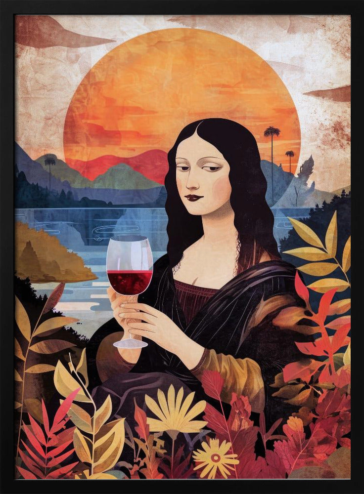 canvas prints Mona Lisa Chill Out  Watercolor Digital Painting24X36inches- White Frame