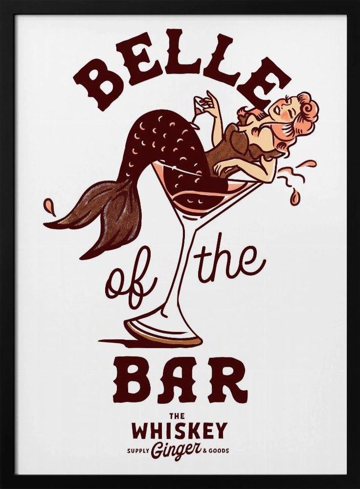 canvas prints Belle Of The Bar Mermaid Pin Up Art24X36inches- White Frame