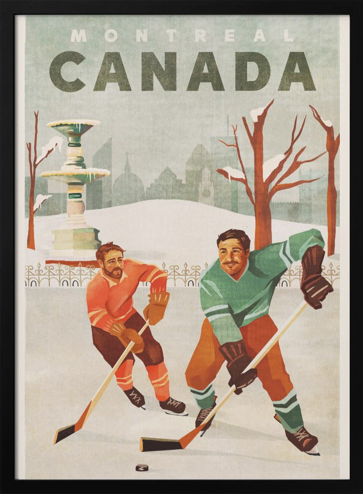 Montreal Canada Pond Hockey Guys Wall Artwork Gallery Wrapped (Ready to Hang)