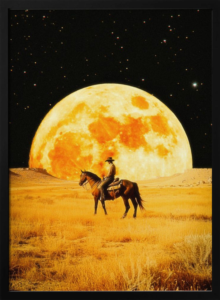 Artwork Lunar Cowboy24X36inches- White Frame