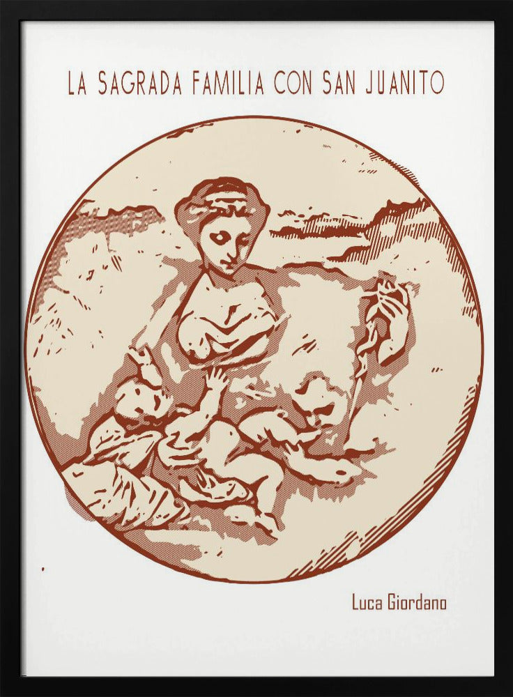 canvas prints Line Art Minimalist – La Sagrada Familia Con San Juanito – Luca Giordano24X36inches- White Frame
