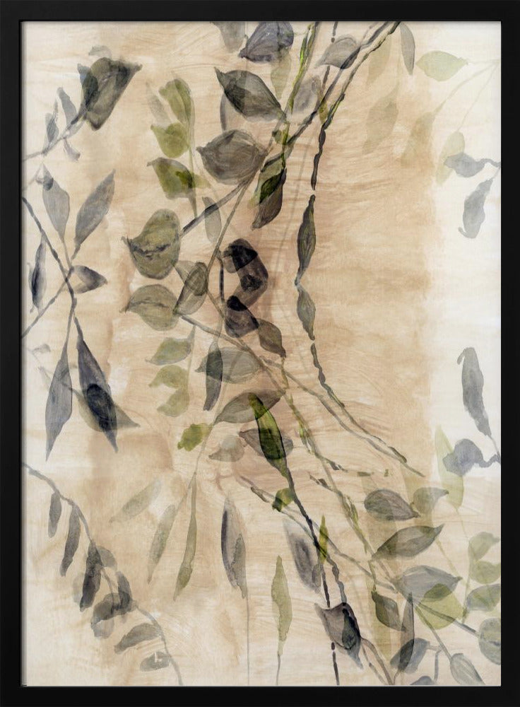 Artwork- Colour Washed Leaves No5-16X20inches-In White Floating Frame