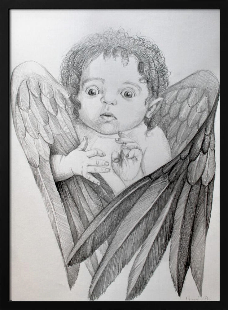 canvas prints Surprised Little Cherub24X36inches- White Frame