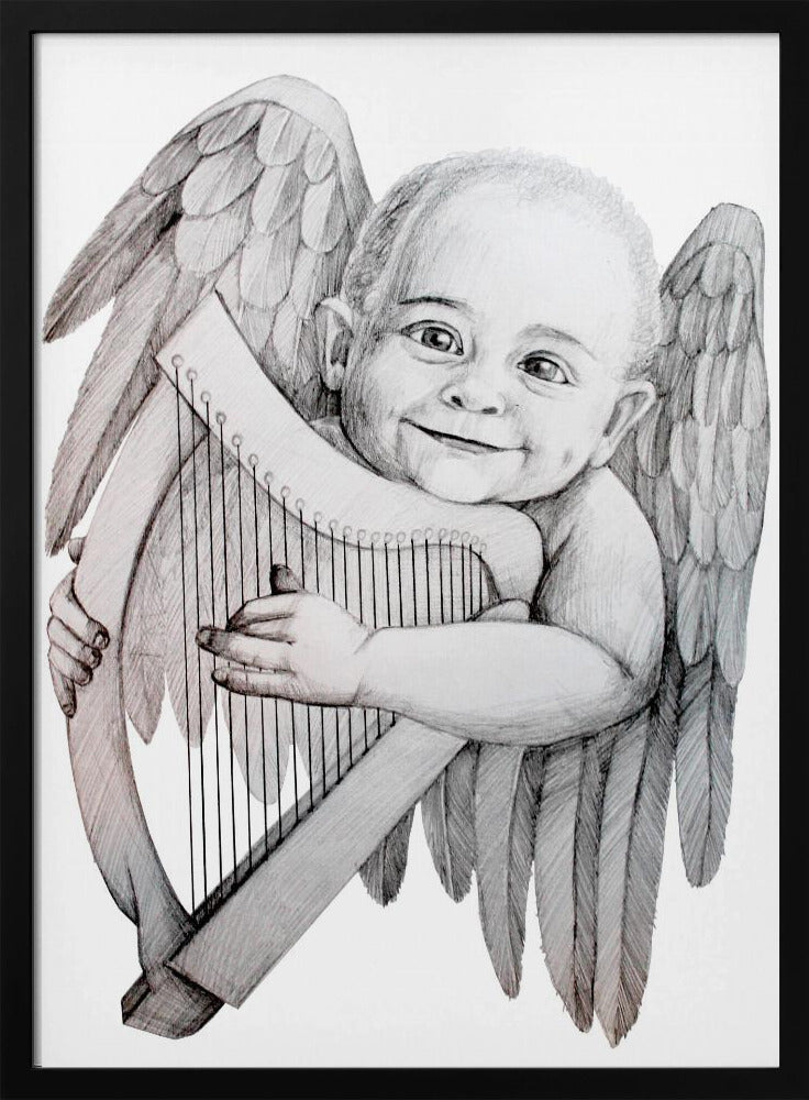 canvas prints Joyfully Playing A Harp24X36inches- White Frame