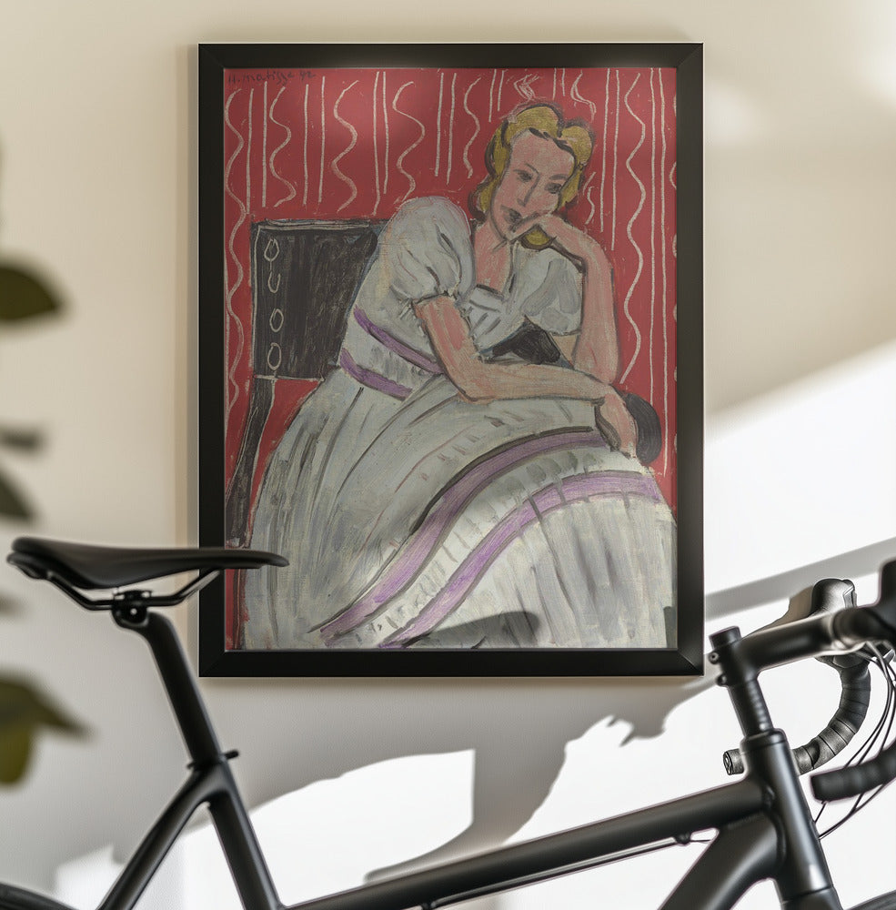 Artwork  Jeune Femme Assise En Robe Grise 16X20-inches