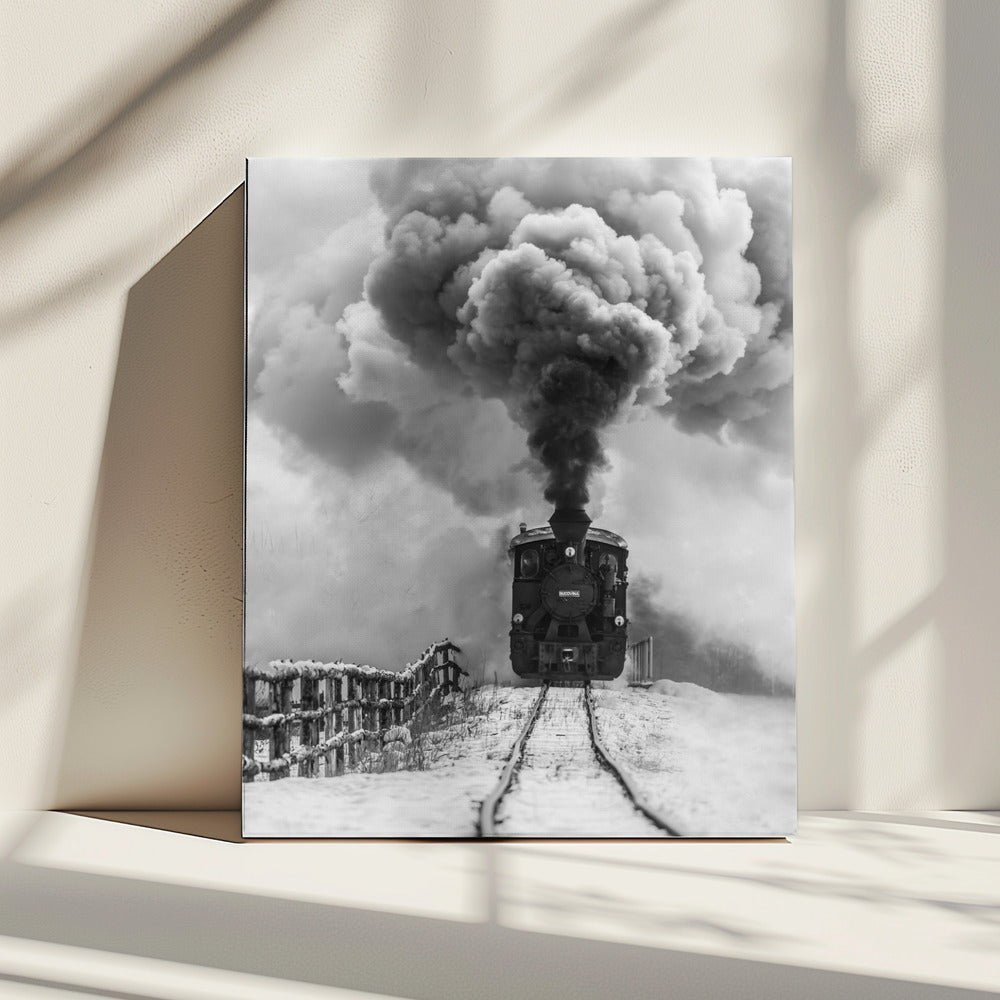 Artwork- Old train-24X36inches-In Black Floating Frame