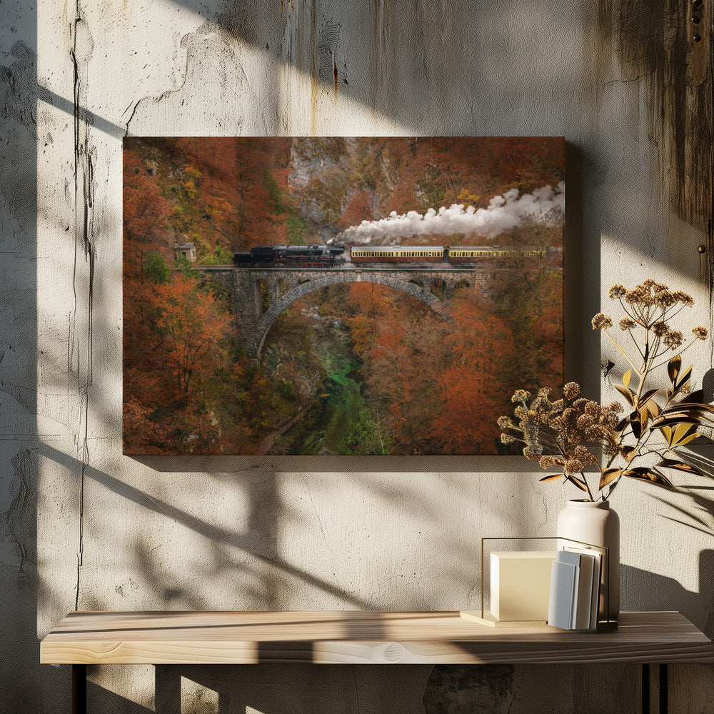Wall art Museum train-48X36inches-In Black Floating Frame