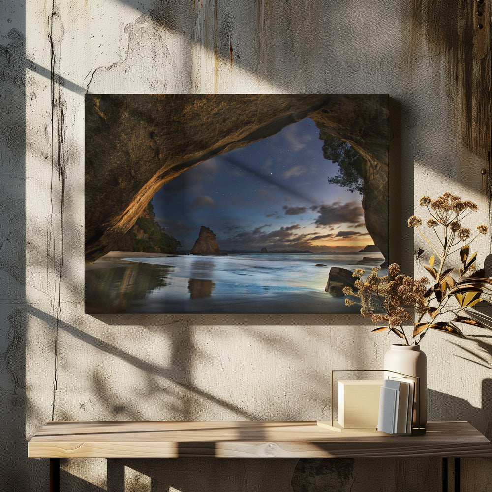 Artwork Cathedral Cove48X36inches- Black Frame
