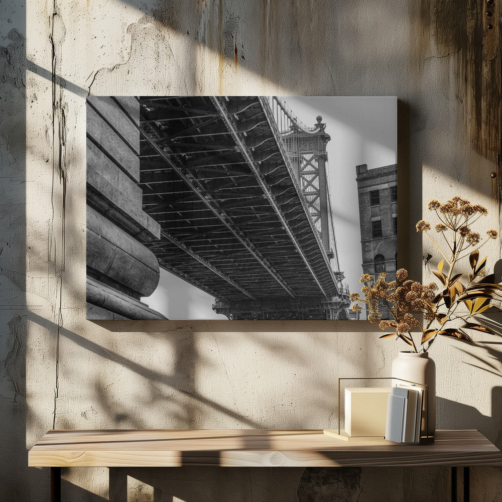 Artwork- Manhattan Bridge - Brooklyn New York-36X24inches-In White Floating Frame