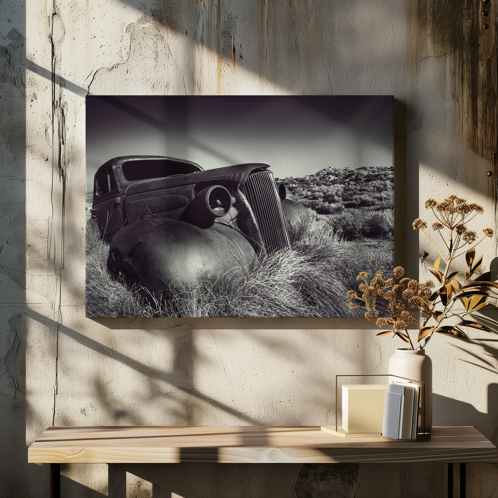 Artwork- Disposed-Car-36X24inches-In White Floating Frame