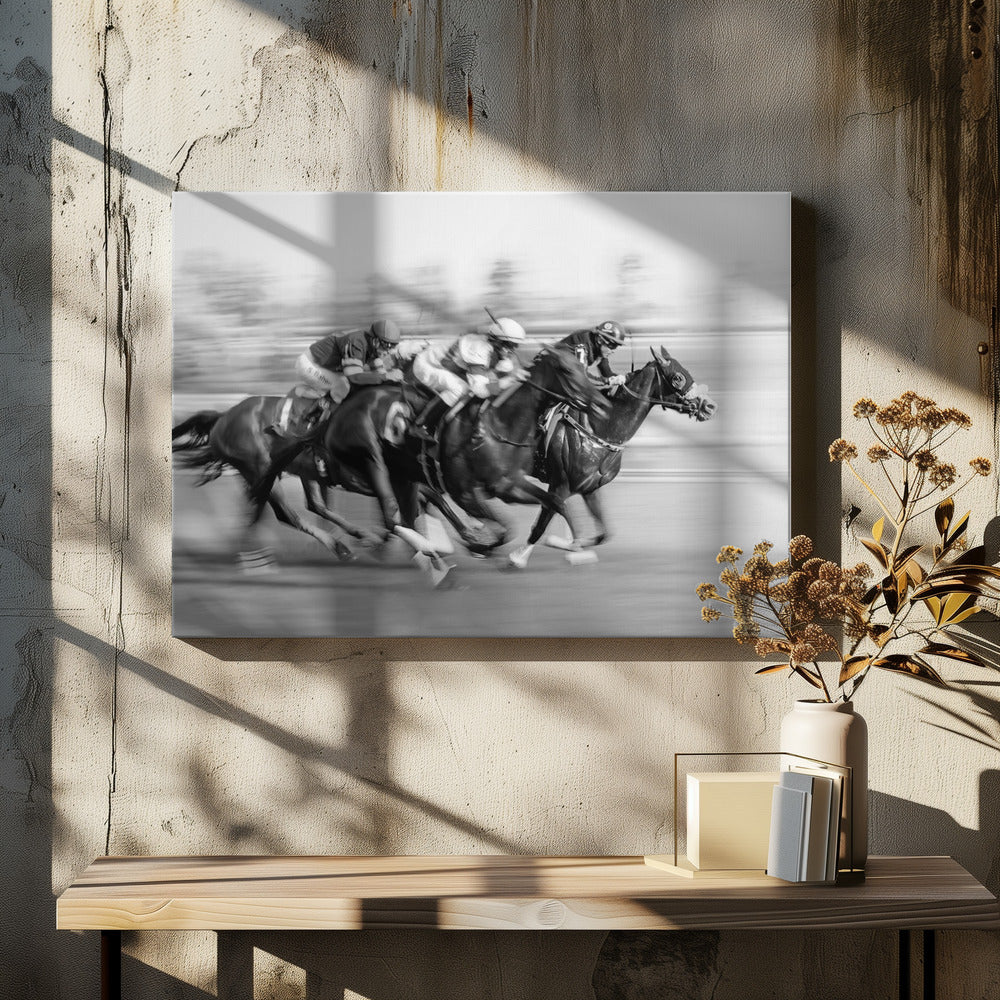 Artwork- Horse Racing @ Queen's Plate-36X24inches-In White Floating Frame